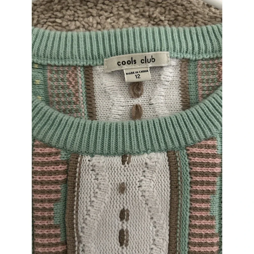 Cools Club Coogi Style Sweater Size 12 Groovy Unique Colorful Slightly Cropped - Picture 8 of 10